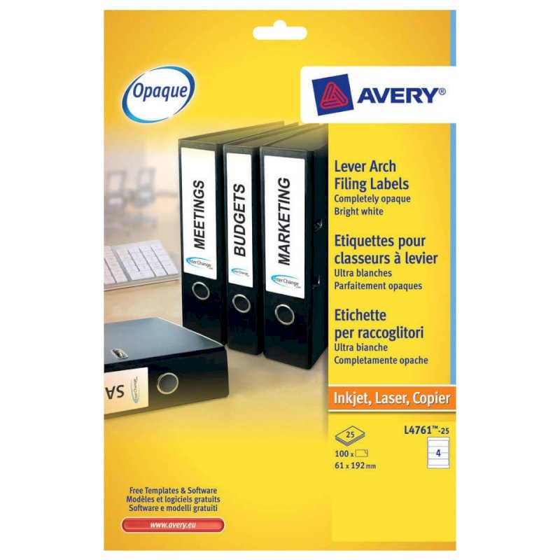 Etichette Adesive Avery Carta Coprente 192x61mm - 25 Fogli A4 Per Raccoglitori, Stampanti Laser E Inkjet - Foto 6