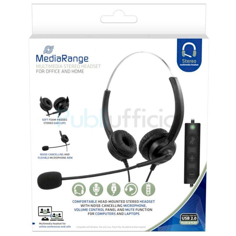 Cuffie stereo per PC Media Range con microfono e filo - USB - nero -  MROS304