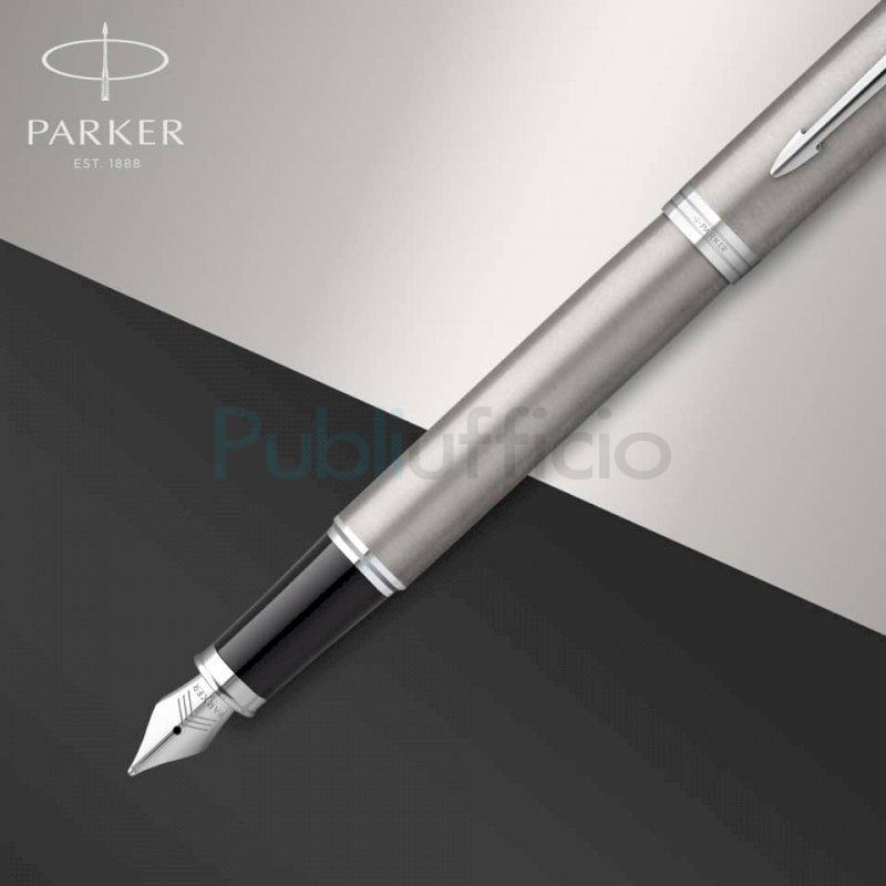 Duo Set Parker - penna a sfera Stainless Steel CT + penna stilografica  tratto M - inchiostro blu - conf. 2 pezzi