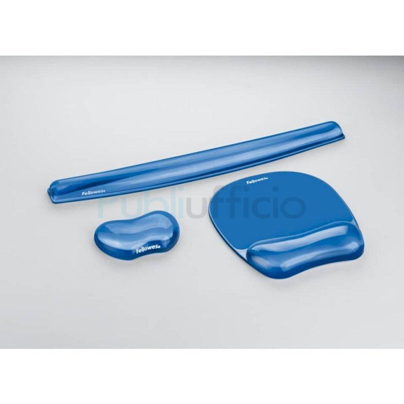 Tappetino mouse con poggiapolsi FELLOWES Crystal™ Gel blu trasparente 20,2  x 23,5 x 2,5 cm - 9114120