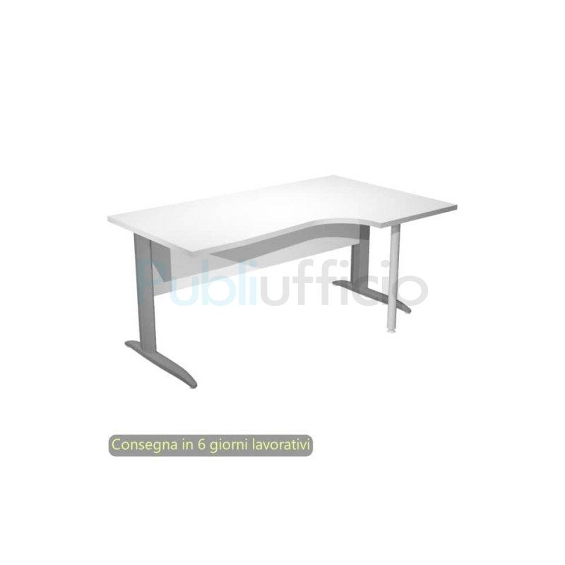 Scrivania penisola destra piano bianco 160x60/80/100xH.72 cm gamba ad L  metallo antracite Presto Compact - 008K211/3/AF