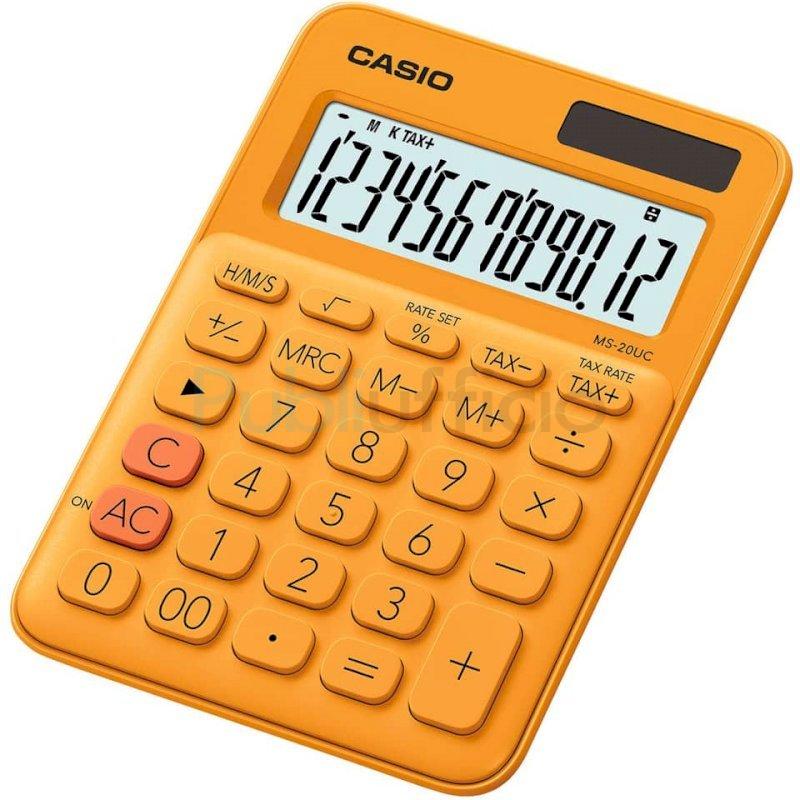 Calcolatrice da tavolo CASIO solare o batteria - 12 cifre - Arancio  MS-20UC-RG-W-EC