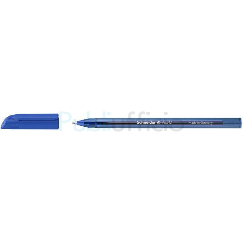 Penne a sfera con cappuccio Schneider VIZZ tratto M blu scuro - Conf. 50  pezzi - P102203