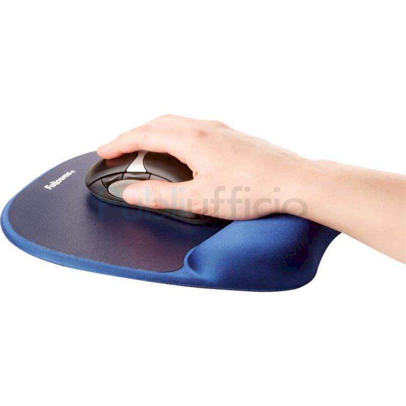 Tappetino mouse con poggiapolsi FELLOWES Memory Foam - Zaffiro blu  27,6x23,2x3,2 cm - 9172801