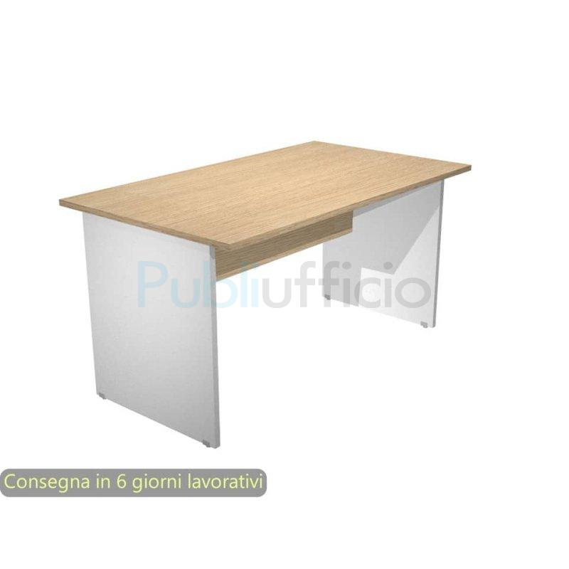 Scrivania ad angolo Compact piano bianco 160x120xH.73 cm gamba a pannello  in melaminico + supporto metal lato destro