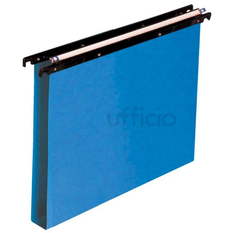 Cartelle sospese orizzontali per cassetti CARTESIO PP 39 cm fondo a U 3 cm  blu Conf. 25 pezzi - 500/395 3 -A3
