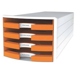 Cassettiera IMPULS HAN in polistirolo con 4 cassetti aperti arancione 1013-51
