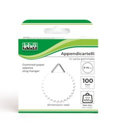 Ganci appendicartelli Lebez in carta gommata Ø 35 mm - conf. 100 pezzi - bianco - 263