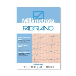 Blocco carta millimetrata Fabriano 10 fogli - 80 g formato A3 - 19100664