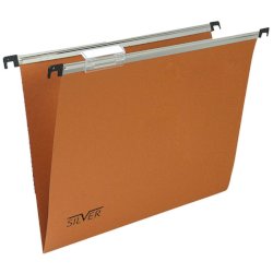 Cartelle sospese orizzontali per cassetti 39 cm Silver fondo V - arancio conf. da 50 pezzi - 150/390 GL -B2
