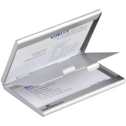 Portabiglietti da visita Durable BUSINESS CARD BOX DUO alluminio argento metallizz. fino a 10 biglietti - 243323