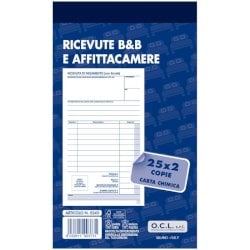 Blocco ricevute B&B e affittacamere O.C.L. 25x2 copie - conf. 10 blocchi - 9,9x17 cm - 0245