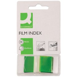Segnapagina in blister Q-Connect 25x45 mm verde blocchetto da 50 - KF03635