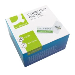 Portabadge Q-Connect plastica con clip e spilla 75x40 mm conf. da 50 - KF01568