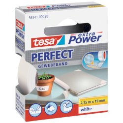 Nastro adesivo in tela tesa extra Power®Perfect plastificato 19 mm x 2,75 m bianco - 56341-00028-03