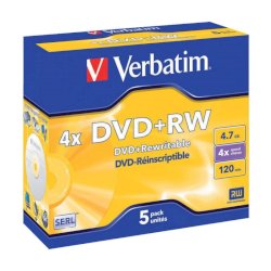DVD+RW Verbatim 4x 4.7 GB  Conf. 5 pezzi - 43229