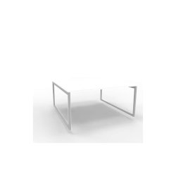 Bench piano bianco 160x160xH.75 cm gamba ad anello in acciaio argento linea Practika P2 Quadrifoglio - ECBEA16-BA-A