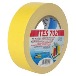 Nastro adesivo in tela Tes 702 SYROM formato 38 mm x 25 m - materiale tela plastificata giallo - 1743