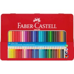 Matite colorate Faber-Castell Colour Grip assortiti astuccio di metallo da 36 - 112435