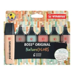 Evidenziatore Stabilo Boss Nature Colors - colori assortiti - conf. da 6 pezzi - 70/6-2-2