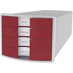 Cassettiera IMPULS HAN in polistirolo con 4 cassetti chiusi rosso 1012-17