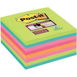 Foglietti Post-it® Super-Sticky Notes 76x76 mm assortiti arcobaleno - conf. 8 blocchetti da 45 ff - 654-8SS-RBW-EU