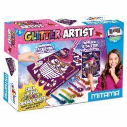 Glitter Artist Cat Mitama - Quadretto adesivo A4 + 8 Polverine Glitter + 2 Colle Glitter - colori assortiti 62867