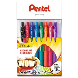 Penna roller a scatto Pentel WOW! 1 mm assortiti 8 pezzi - 0X12017
