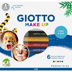 Set di 6 matite cosmetiche GIOTTO Make Up bianco, rosso, nero, giallo, verde, blu - conf. 6 pezzi - 474000