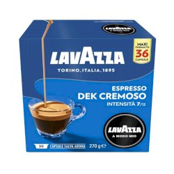 Caffè in cialde Lavazza Astuccio 36 capsule A Modo Mio Dek Cremoso 8272