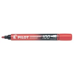 Marcatore permanente Pilot Permanent Marker 100 punta tonda 4,5 mm rosso 2707