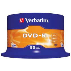 DVD-R Verbatim 16x 4.7 GB Spindle Case in confezione da 50 dvd-r - 43548