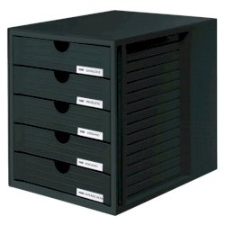Cassettiera SYSTEMBOX HAN in polistirolo con 5 cassetti chiusi per A4/C4 nero 1450-13