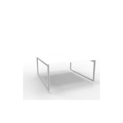 Bench piano bianco 160x160xH.75 cm gamba ad anello in acciaio argento linea Practika P2 Quadrifoglio - ECBEA16-BA-A