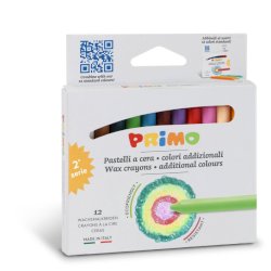 Pastelli a cera Primo 9x85 mm conf. 12 colori assortiti 0502PC12AD