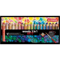 Matite colorate Stabilo Woody 3 in 1 punta larga conf. 18 pz Arty line colori assortiti - 880/18-1-20
