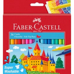 Pennarelli Faber-Castell Castello Superlavabili punta fine 3 mm assortiti astuccio in cartone 36 pezzi - 554203