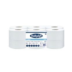 Carta igienica Bulkysoft Classic Mini Jumbo - pura cellulosa - 620 strappi - 2 veli bianco - conf. 12 pz - 65935.E20