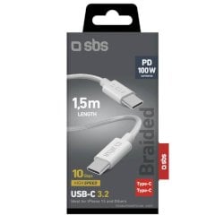 Cavo SBS usb-c a usb-c 3.2 - 100W - 10 Gbps - grigio TECABLETISSUETCC32G