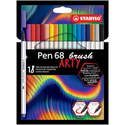 Pennarello Stabilo Arty Line Pen 68 brush punta a pennello in conf. 18 colori assortiti - 568/18-21-20