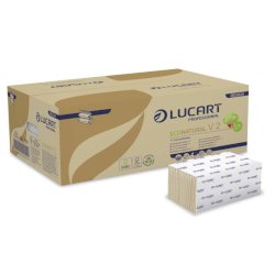 Asciugamani piegati a ''V'' Lucart EcoNatural V2 2 veli avana 20 conf. da 190 pezzi - 863044