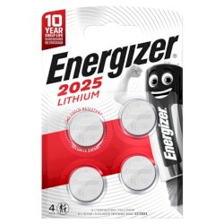 Batterie al litio a bottone Lithium BP4 3V Conf. 4 pz rossa Energizer CR2025 E300849100