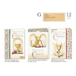 Biglietti augurali Comunione Cromo assortiti in 3 soggetti Classic - conf. 12 pz - CO.8179