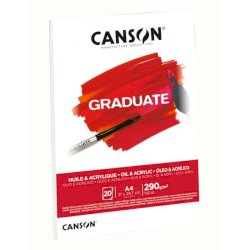 Blocco da disegno Canson per olio e acrilico bianco 290 g/m² A4 - 10 fogli C400110380