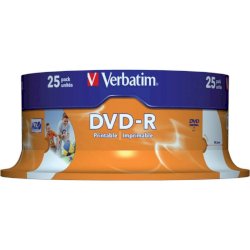 DVD-R Wide Stampabile Verbatim 4.7 GB Spindle Case in confezione da 25 dvd - 43538