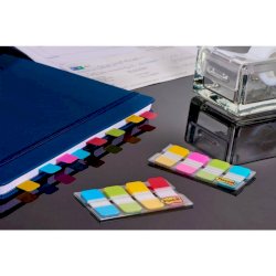 Segnapagina removibili Post-it® Index Strong Mini con dispenser - 4 blocchetti da 10 ff - turchese-giallo-rosa-viola