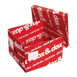 Scatola archivio Dox & Dox con coperchio dorso 29 cm bianco/rosso 1600175