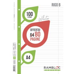 Ricambi per quaderni ad anelli Rambloc - A4 - 100 g/m&sup2; - 32+8 ff - B - 90524323