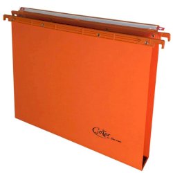 Cartelle sospese orizzontali per cassetti Joker interasse 39 cm - fondo U 3 cm arancio - confezione 25 pezzi