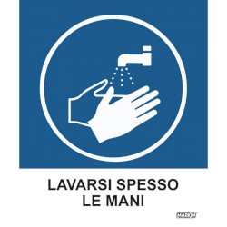 Adesivo segnaletico Markin ''Lavarsi spesso le mani''  in LWM - 12,5x15,2 cm Conf. 2 pezzi - X110COV-3